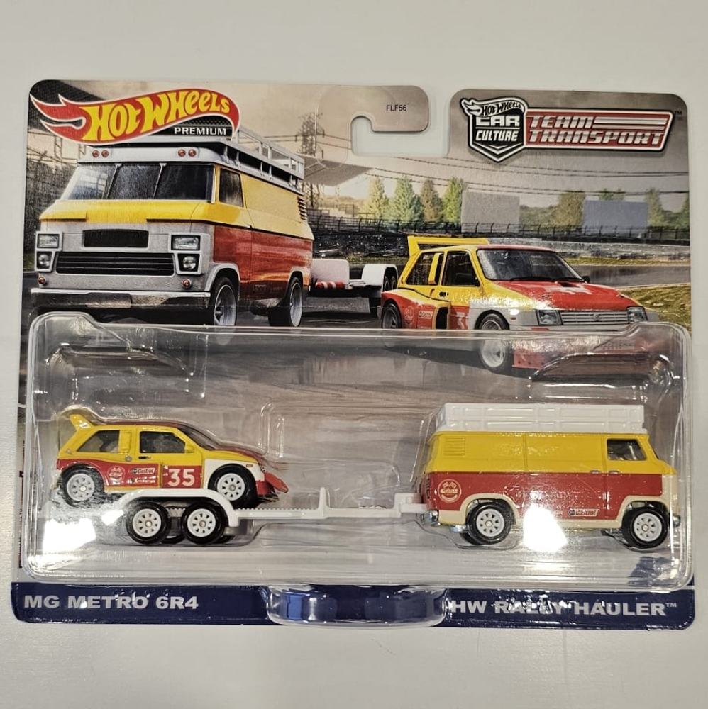 HOT WHEELS PREMIUM TEAM TRANSPORT MG METRO 6R4 and HW RALLY HAULER